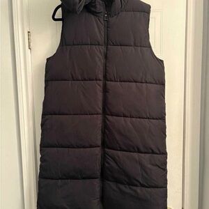 Only black long puffer vest Outerwear